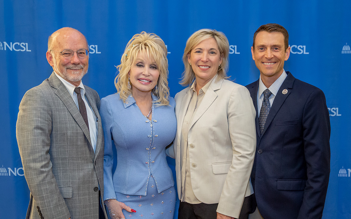 David Dotson, Dolly Parton, Jeff Conyers, Nora Briggs at National Conference of State Legislatures 2019 Summit